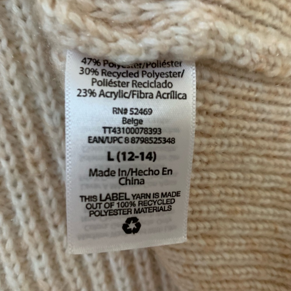 Time & Tru cable knit sweater with sailor collar size large EUC ME B59 - Picture 7 of 7
